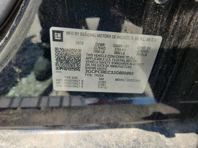 3GCPCREC3JG600893 - 2018 CHEVROLET SILVERADO C1500 LT შავი ფოტო 12