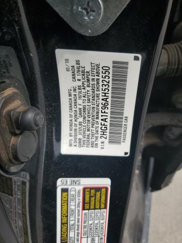 2HGFA1F96AH532550 - 2010 HONDA CIVIC EXL 黑色 照片 12