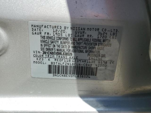 3N1CN8EV0ML838526 - 2021 NISSAN VERSA SV SILVER photo 12