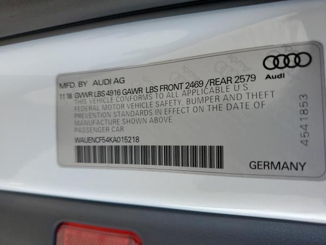 WAUENCF54KA015218 - 2019 AUDI A5 PREMIUM PLUS S-LINE WHITE photo 12