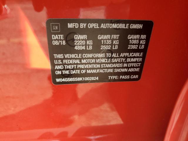 W04GS6SS8K1002824 - 2019 BUICK REGAL GS RED photo 13