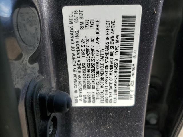 2HKRM3H78GH545519 - 2016 HONDA CR-V EXL GRAY photo 13