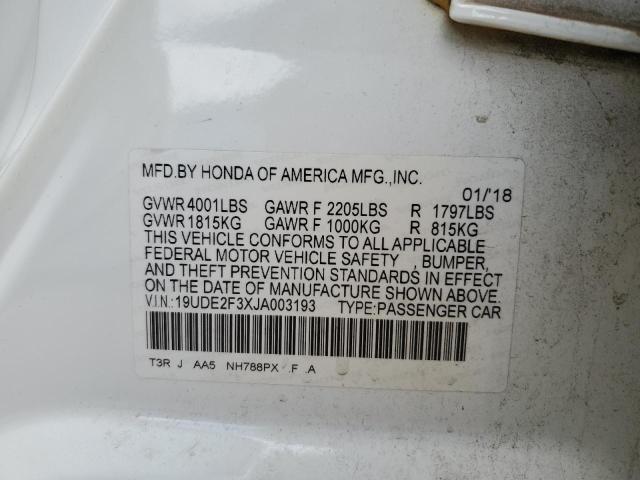 19UDE2F3XJA003193 - 2018 ACURA ILX BASE WATCH PLUS WHITE photo 12