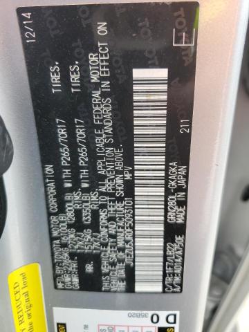 JTEZU5JR0F5093101 - 2015 TOYOTA 4RUNNER SR5 SILVER photo 13