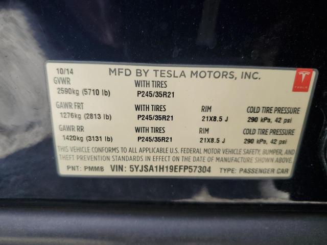5YJSA1H19EFP57304 - 2014 TESLA MODEL S Mavi foto 12