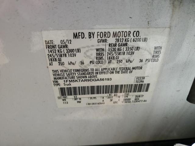 1FM5K7AR9DGA56193 - 2013 FORD EXPLORER POLICE INTERCEPTOR Ақ фото 14