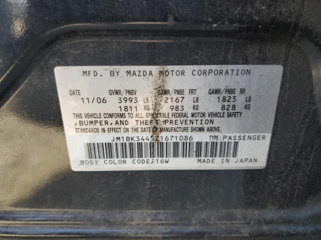 JM1BK344571671086 - 2007 MAZDA 3 HATCHBACK BLACK photo 12