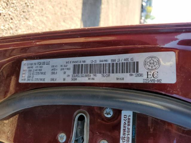 3C6UR5DL5GG180954 - 2016 RAM 2500 SLT წითელი ფოტო 12