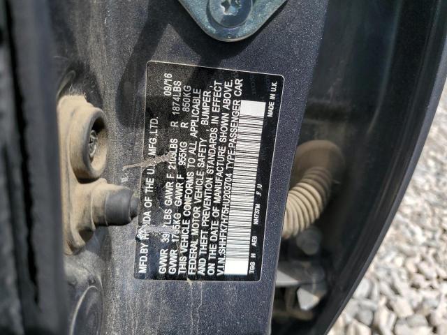 SHHFK7H75HU203704 - 2017 HONDA CIVIC EXL გრაფიტი ფოტო 12