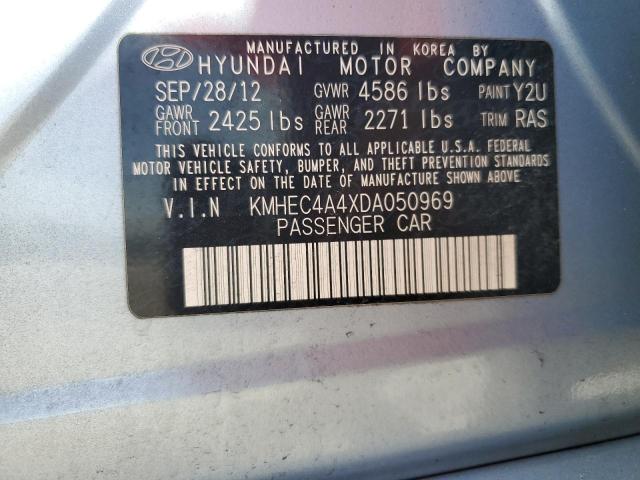 KMHEC4A4XDA050969 - 2013 HYUNDAI SONATA HYBRID BLUE photo 12