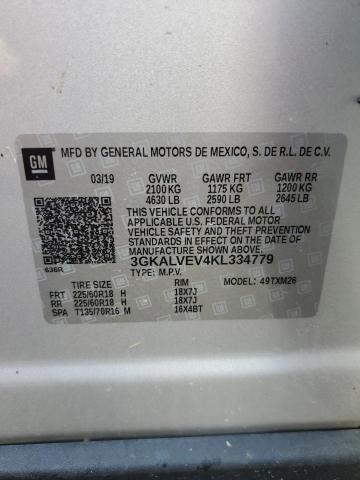 3GKALVEV4KL334779 - 2019 GMC TERRAIN SLT SILVER photo 12