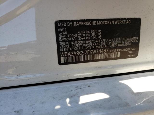 WBA3A9C52FKW74487 - 2015 BMW 335 I WHITE photo 13