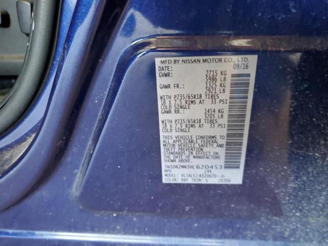 5N1DR2MN3HC620453 - 2017 NISSAN PATHFINDER S BLUE photo 10