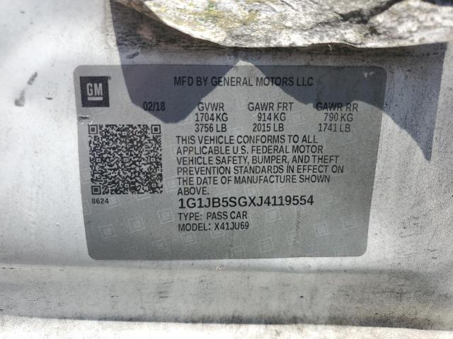 1G1JB5SGXJ4119554 - 2018 CHEVROLET SONIC LS 白色 照片 12