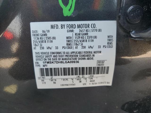 1FMSK7DH8LGA09936 - 2020 FORD EXPLORER XLT 灰色 照片 12