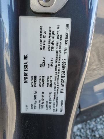 5YJ3E1EB6LF600512 - 2020 TESLA MODEL 3 Сірий фото 12