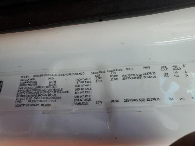 3AKJHHDRXNSMX5954 - 2022 FREIGHTLINER CASCADIA 1 WHITE photo 10