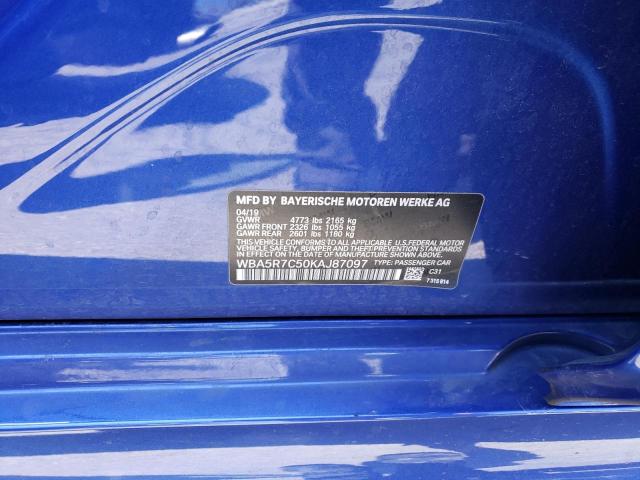 WBA5R7C50KAJ87097 - 2019 BMW 330XI BLUE photo 13