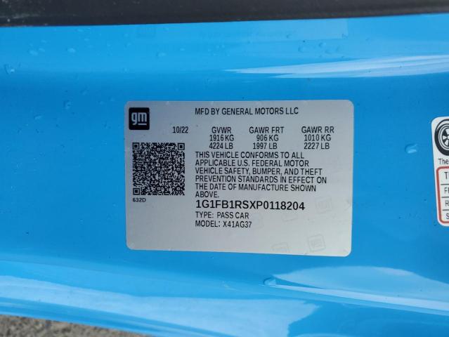 1G1FB1RSXP0118204 - 2023 CHEVROLET CAMARO LS ლურჯი ფოტო 12