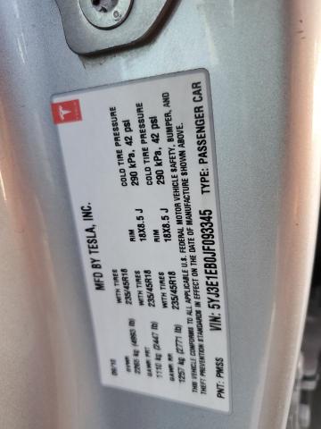 5YJ3E1EB0JF093345 - 2018 TESLA MODEL 3 Silber Foto 12