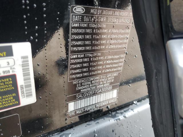 SALGV2EF7GA300589 - 2016 LAND ROVER RANGE ROVE AUTOBIOGRAPHY BLACK photo 13