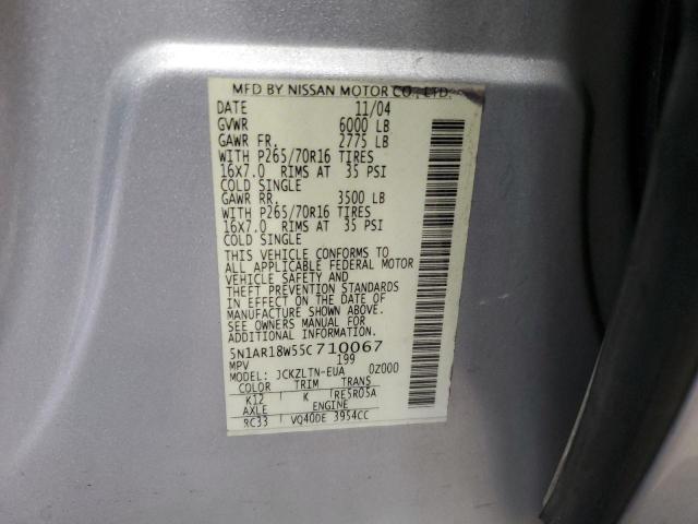 5N1AR18W55C710067 - 2005 NISSAN PATHFINDER LE 灰色 照片 13