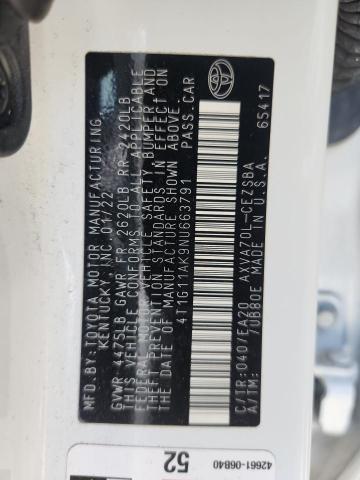 4T1G11AK9NU663791 - 2022 TOYOTA CAMRY SE WHITE photo 12