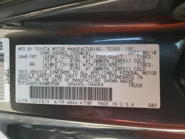 5TFUU4EN1BX003596 - 2011 TOYOTA TACOMA ACCESS CAB GRAY photo 13