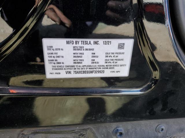 7SAXCBE65NF329920 - 2022 TESLA MODEL X BLACK photo 13