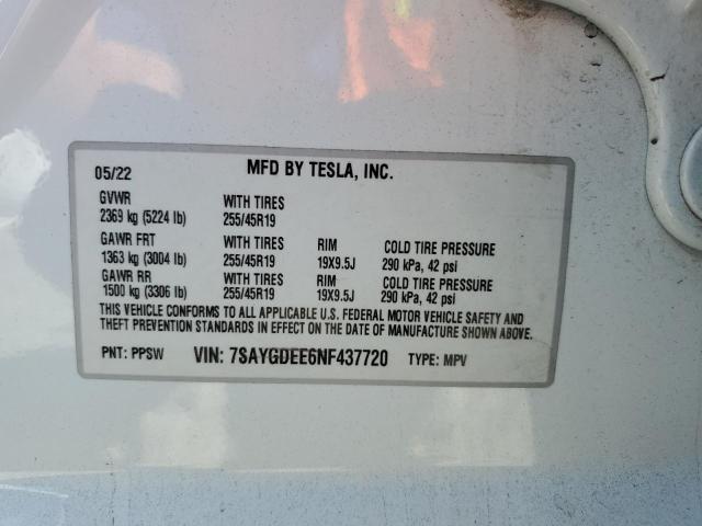 7SAYGDEE6NF437720 - 2022 TESLA MODEL Y Ağ foto 13