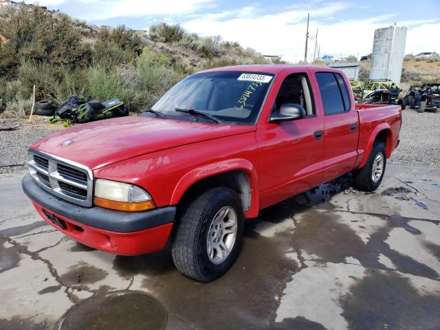 1D7HL38K24S621421 - 2004 DODGE DAKOTA QUAD SPORT RED photo 1