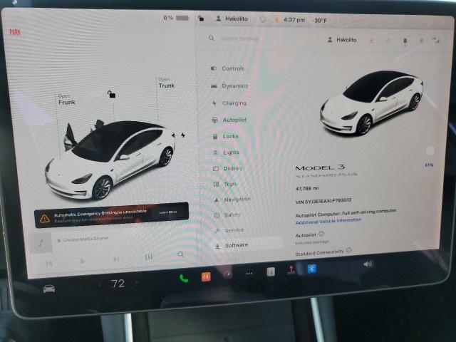 5YJ3E1EAXLF793013 - 2020 TESLA MODEL 3 WHITE photo 9