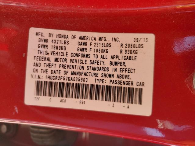 1HGCR2F57GA035903 - 2016 HONDA ACCORD SPORT 勃艮第红 照片 13