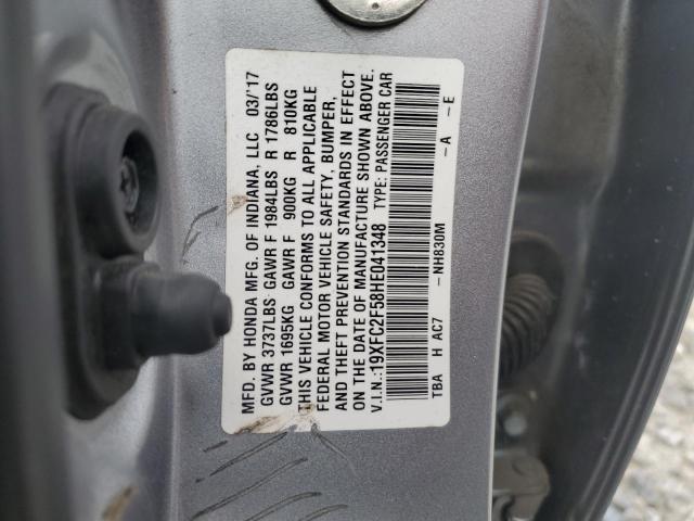 19XFC2F58HE041348 - 2017 HONDA CIVIC LX SILVER photo 12