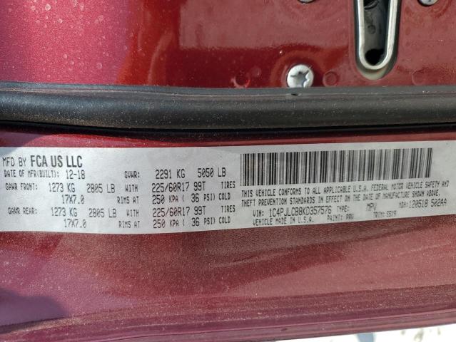 1C4PJLCB8KD357576 - 2019 JEEP CHEROKEE LATITUDE Bordo foto 13