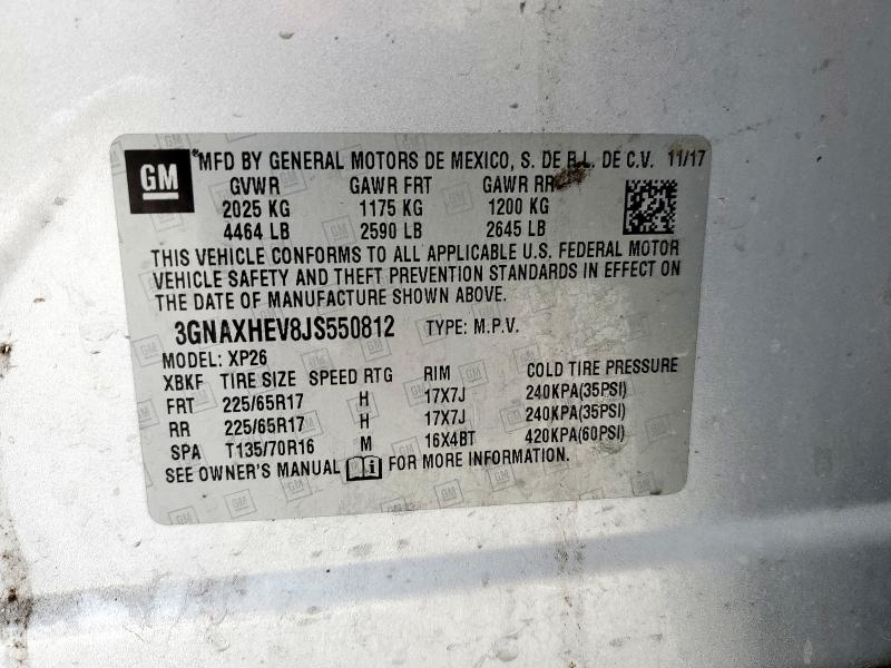 3GNAXHEV8JS550812 - 2018 CHEVROLET EQUINOX LS SILVER photo 12