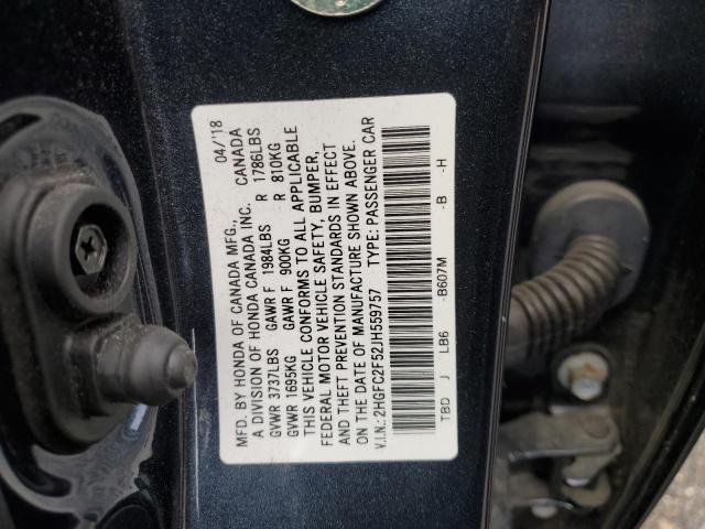 2HGFC2F52JH559757 - 2018 HONDA CIVIC LX GRAY photo 12