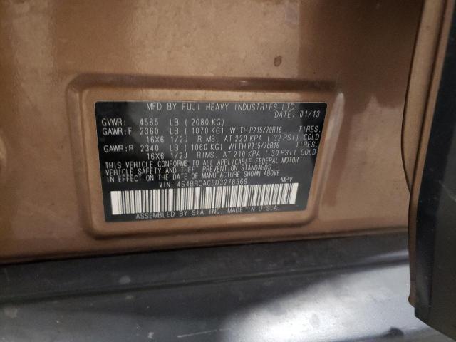 4S4BRCAC6D3278569 - 2013 SUBARU OUTBACK 2.5I BROWN photo 13