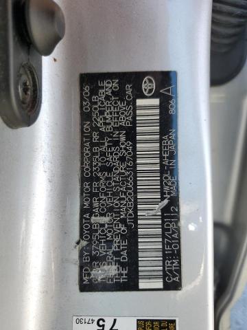 JTDKB20U663167049 - 2006 TOYOTA PRIUS SILVER photo 13