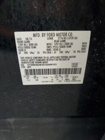 1FM5K8D8XEGA49103 - 2014 FORD EXPLORER XLT Schwarz Foto 13