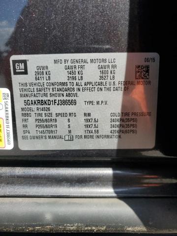 5GAKRBKD1FJ386569 - 2015 BUICK ENCLAVE GRAY photo 13