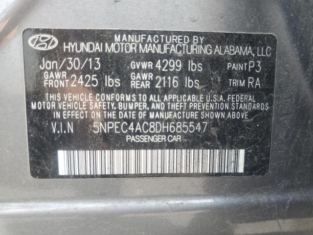 5NPEC4AC8DH685547 - 2013 HYUNDAI SONATA SE GRAY photo 12