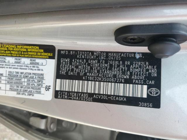 4T1BE32K35U067276 - 2005 TOYOTA CAMRY LE SILVER photo 13