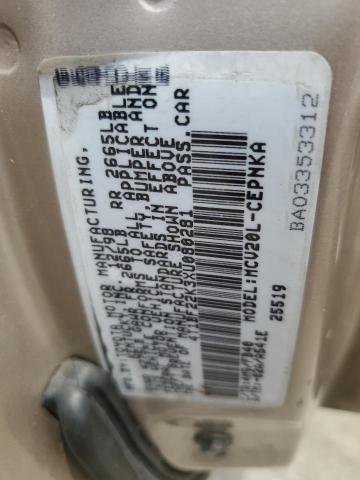 4T1BF22K3XU080281 - 1999 TOYOTA CAMRY LE GOLD photo 12