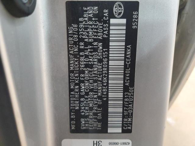 4T4BE46K29R096151 - 2009 TOYOTA CAMRY BASE ვერცხლისფერი ფოტო 12