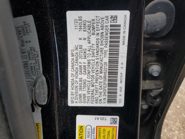 2HGFE2F59RH522128 - 2024 HONDA CIVIC SPORT შავი ფოტო 13