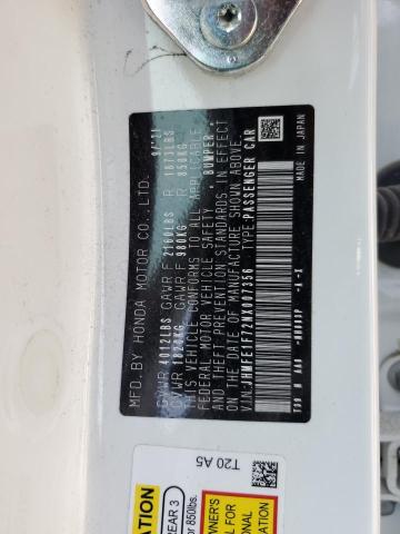 JHMFE1F72NX007356 - 2022 HONDA CIVIC EX WHITE photo 12