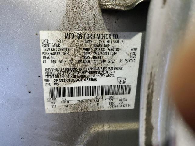 2FMDK4JC9CBA55556 - 2012 FORD EDGE SEL SILVER photo 13