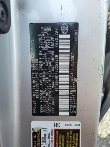4T1BE46K79U359339 - 2009 TOYOTA CAMRY BASE SILVER photo 12