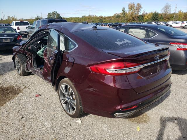 3FA6P0K91HR367377 - 2017 FORD FUSION TITANIUM BURGUNDY photo 3